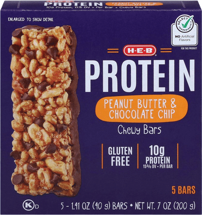 Peanut Butter & Chocolate Chip Chewy Protein Bars