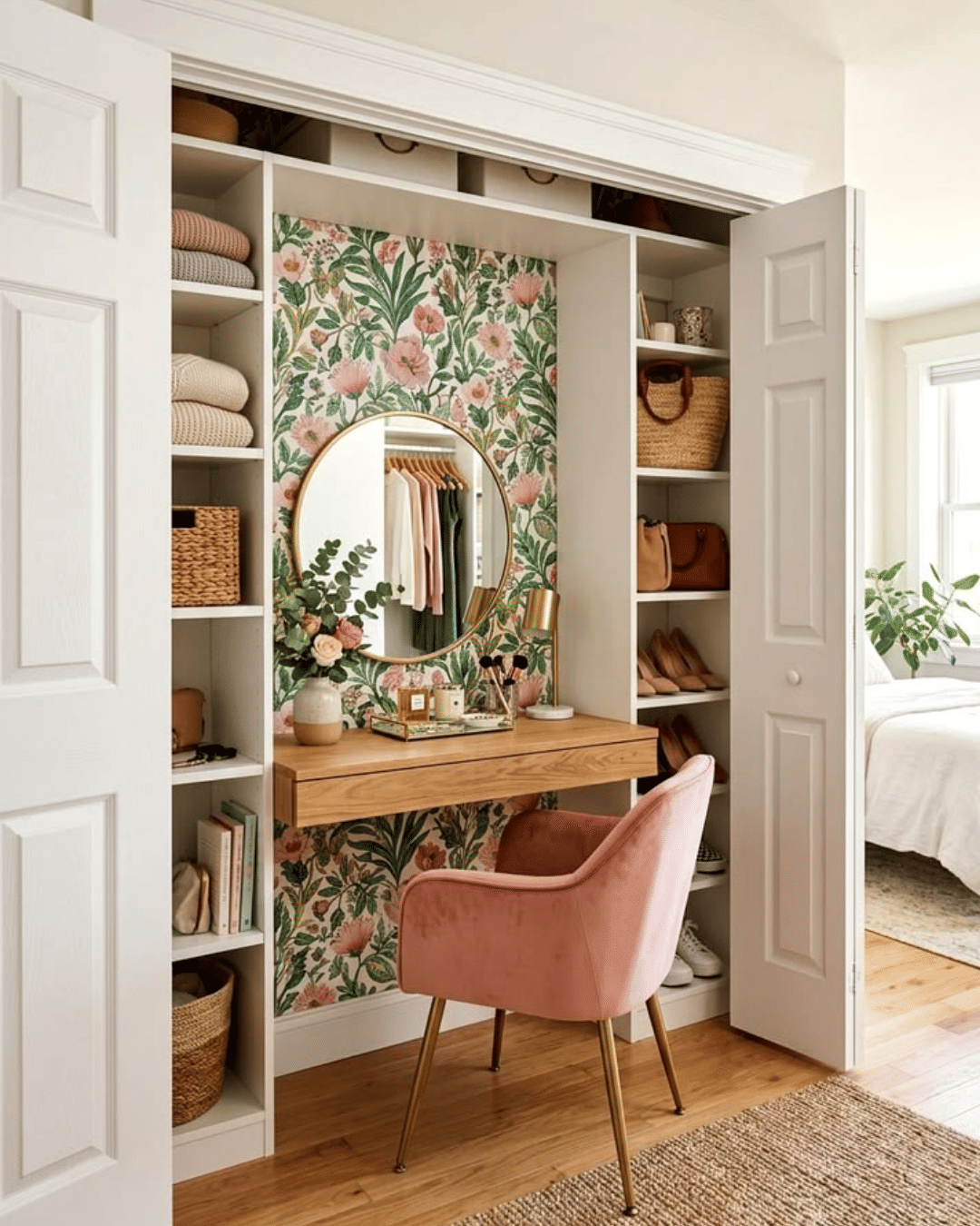 Turn a closet into a vanity.