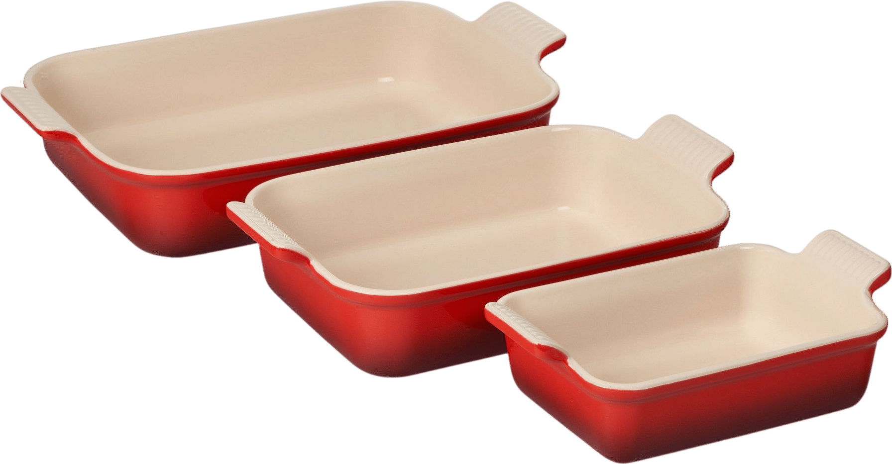 Le Creuset Heritage Open Rectangular Dishes Red, Set of 3
