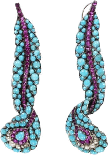 Peacock Feather Earrings (c. 1835-40)