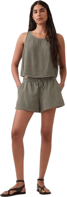 4" Mid Rise Cotton Gauze Easy Shorts