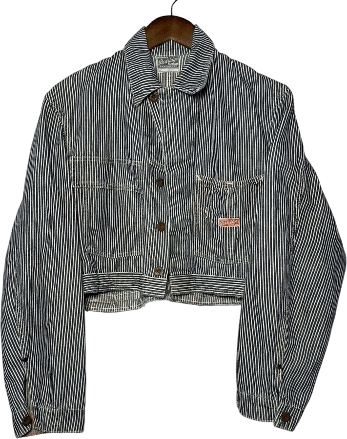 Partridge Atlanta Sanforized Blue White Striped Button 50s Work Jacket mens S