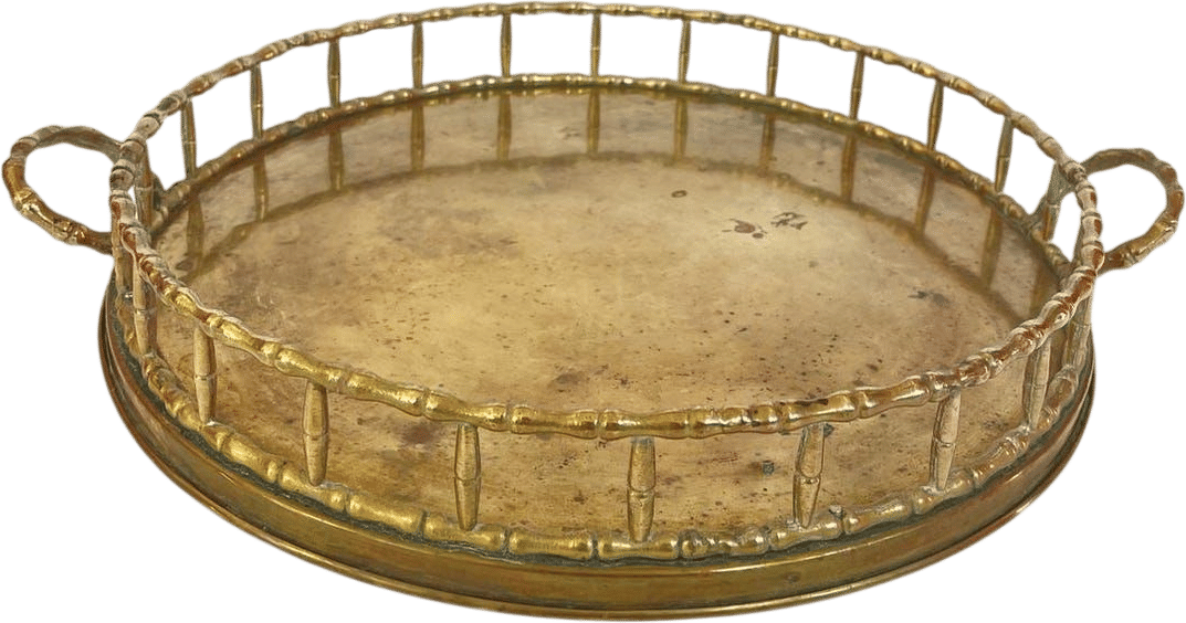 Vintage Brass Faux Bamboo Gallery Tray