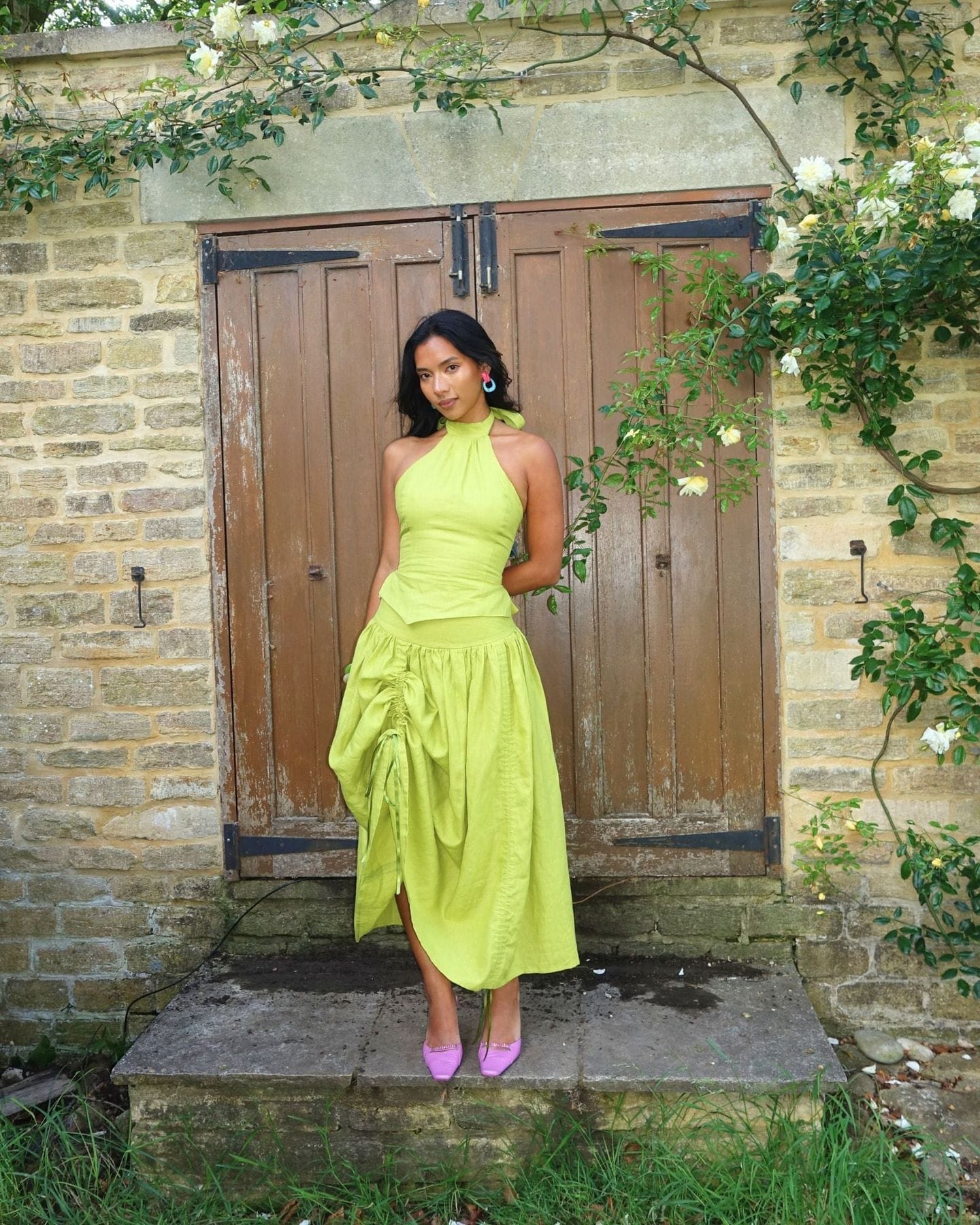 The Lola Skirt in Chartreuse Linen