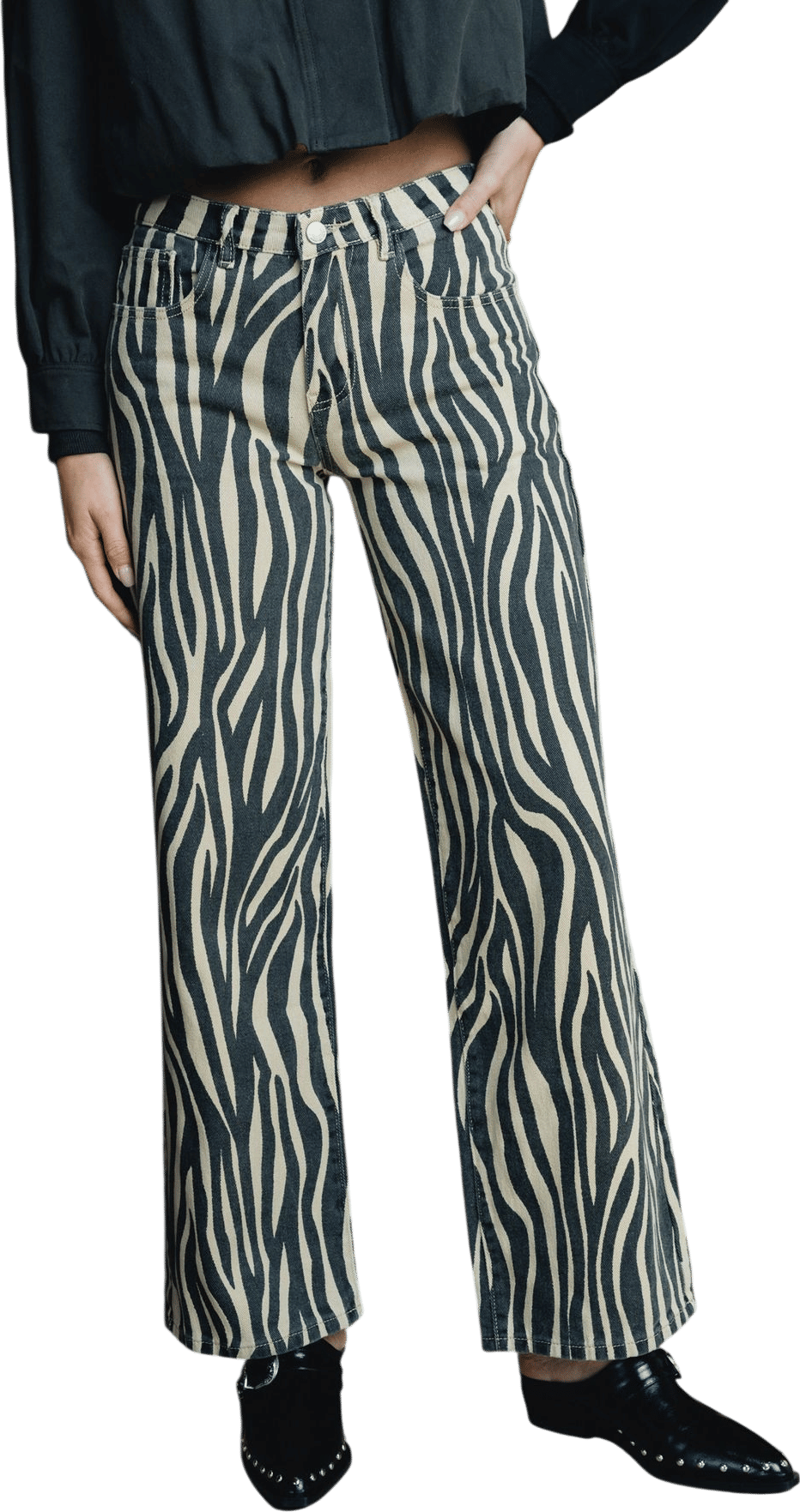 Kenzie Wide Leg Jeans in Zebra