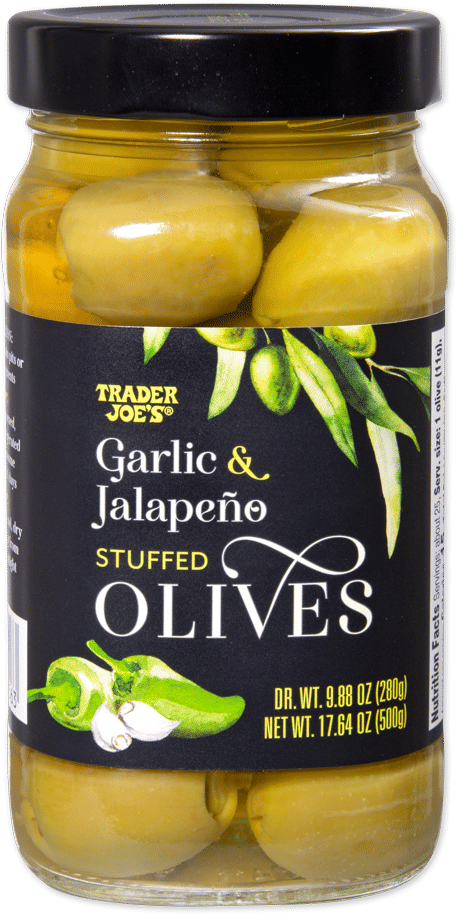 Garlic and jalapeño stuffed olives from Trader Joe’s