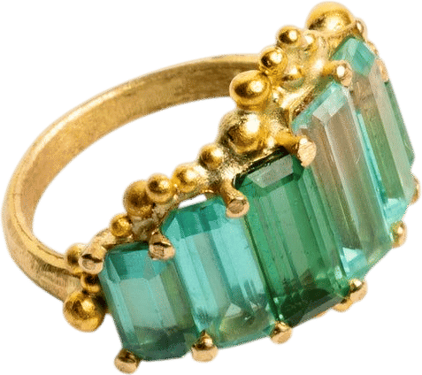 Adi & Shay Lahover 24K and 18K Gold Ring with Green Tourmalines