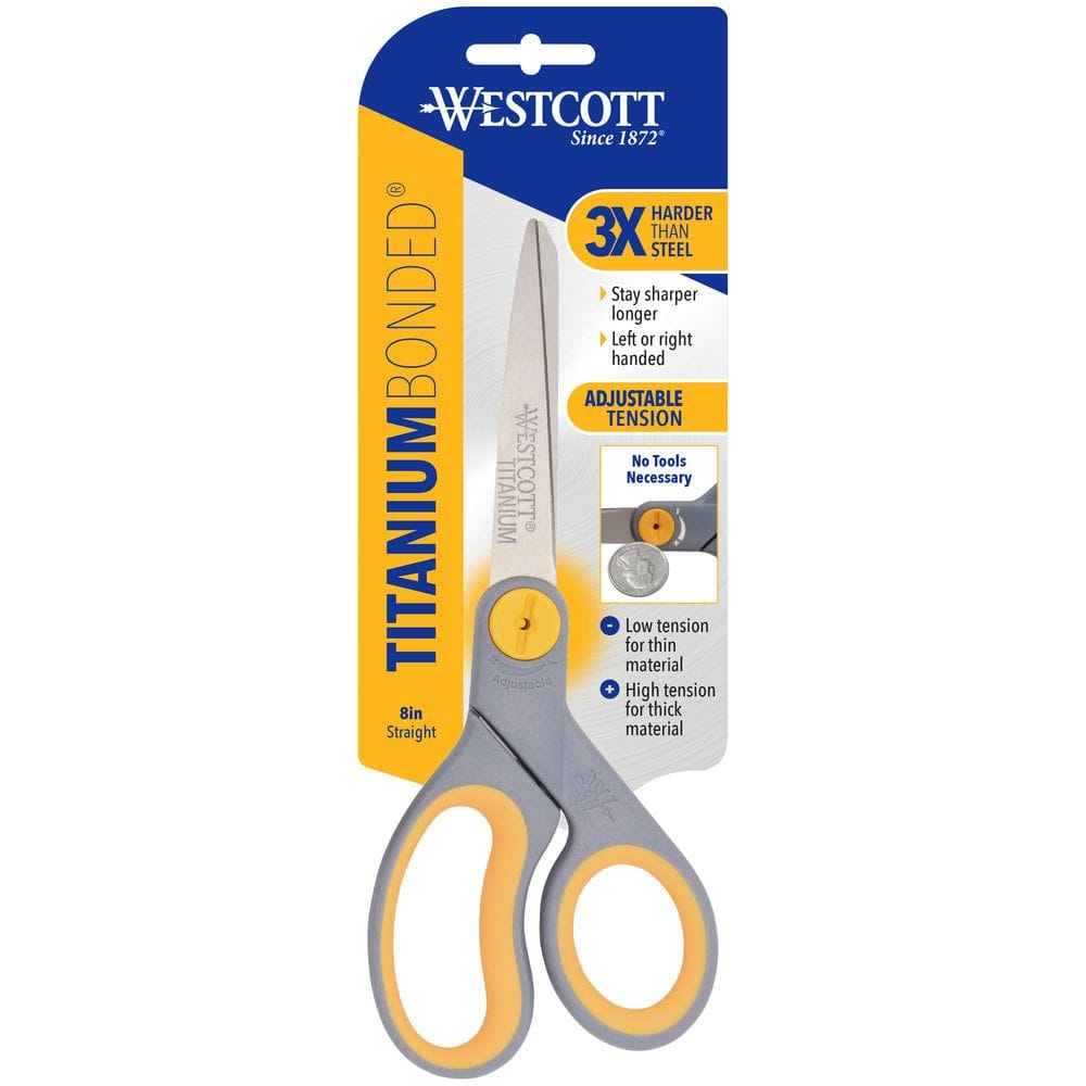 westcott 8" titanium straight scissor (grey/yellow)