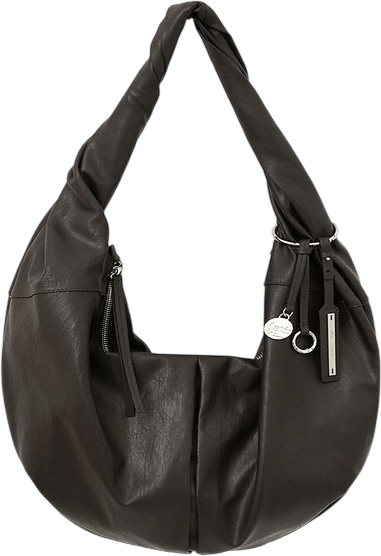 Twist Handle Large Hobo Bag in Brown