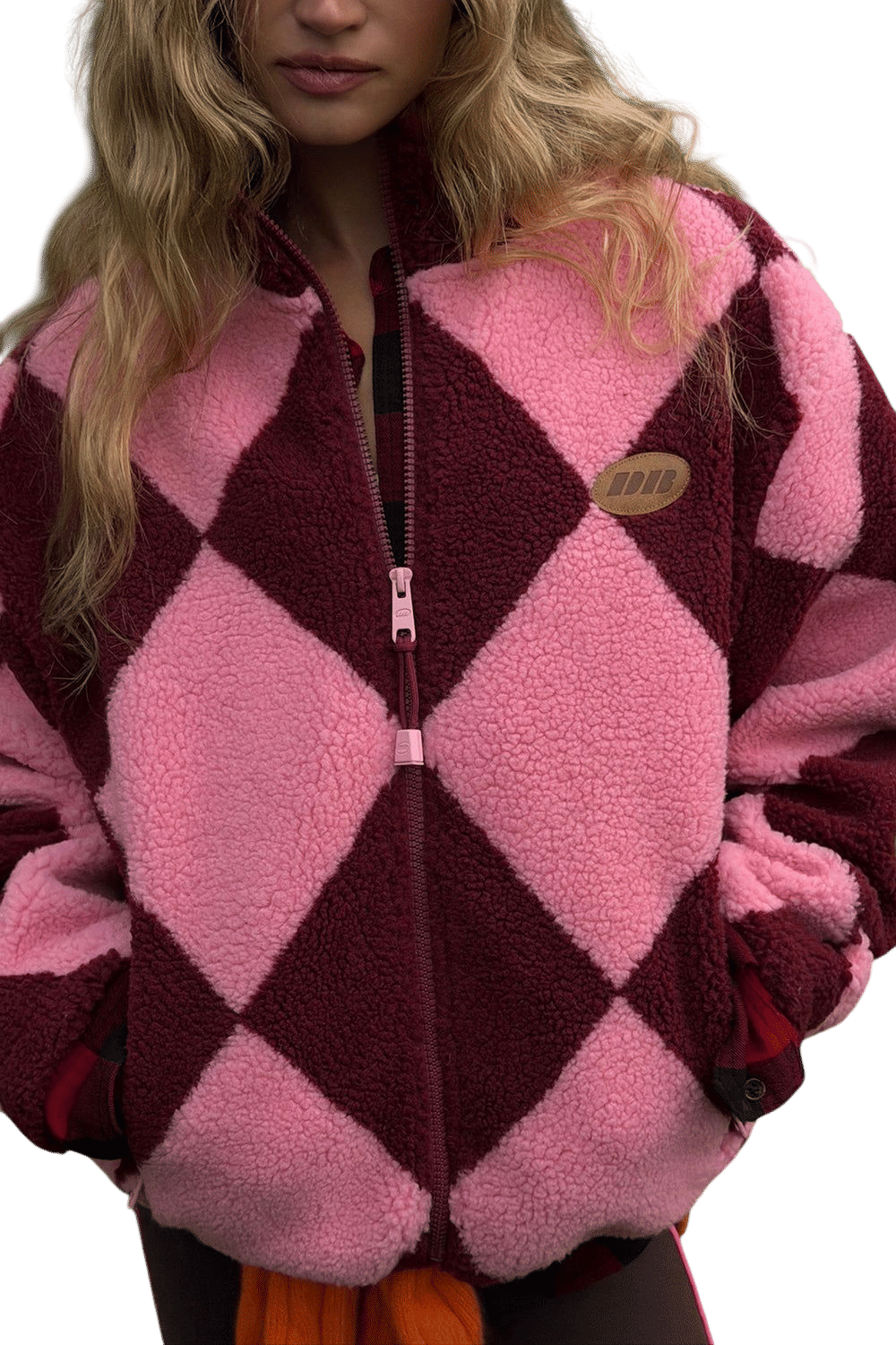 Funky Fleece - Cranberry Argyle