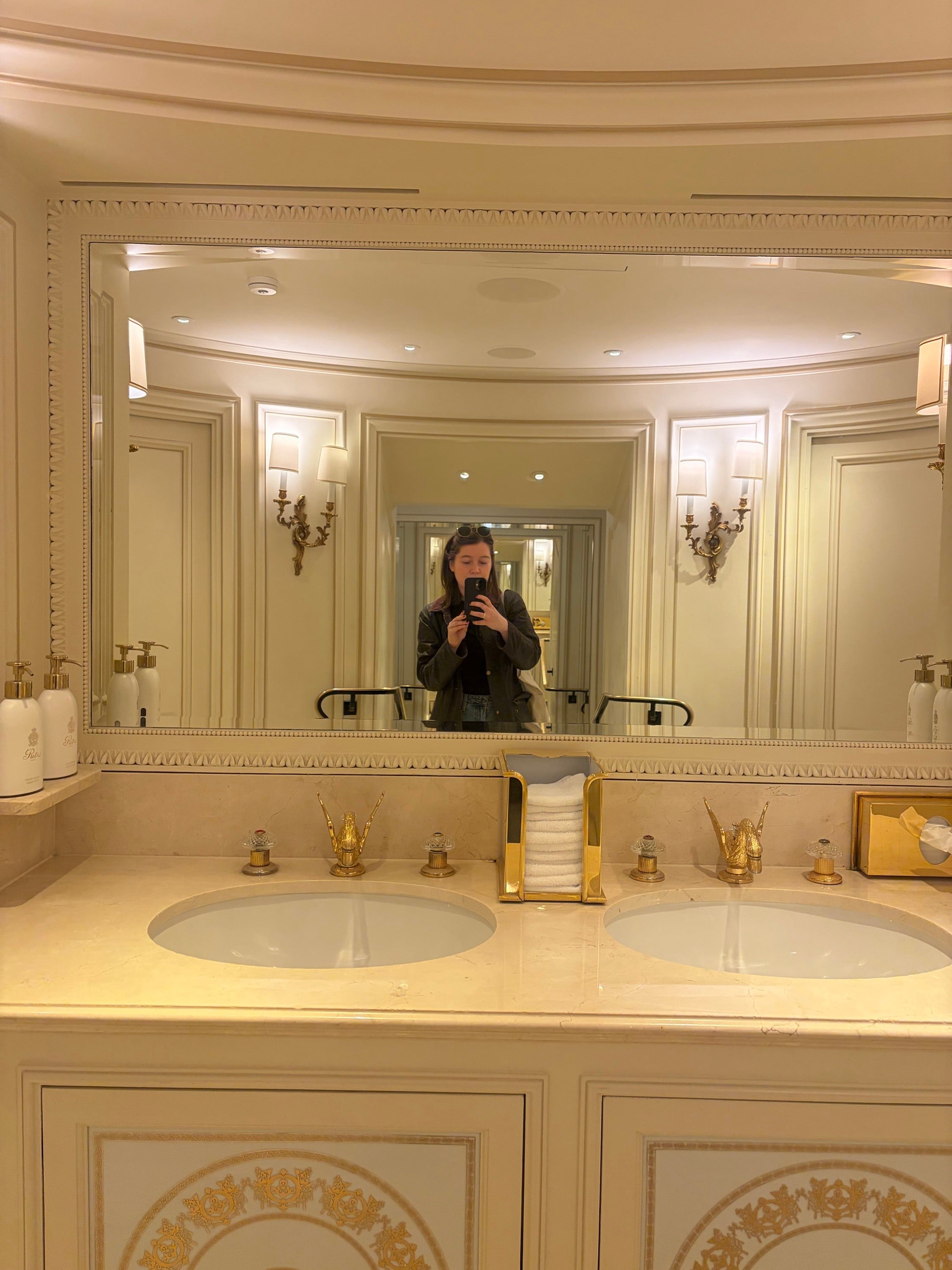 Using the bathroom at the Ritz