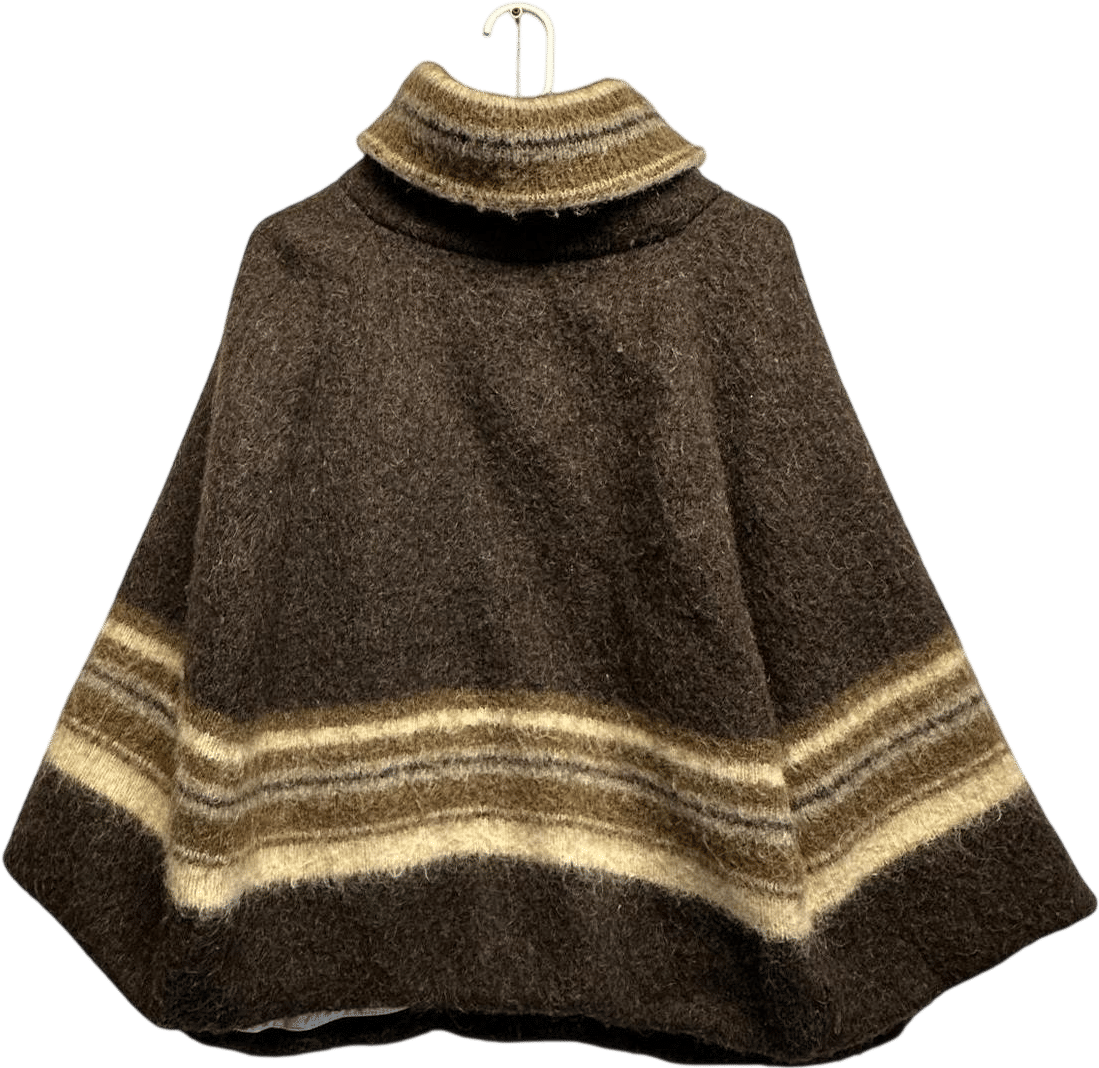 Vintage Striped High Collar Poncho Jumper