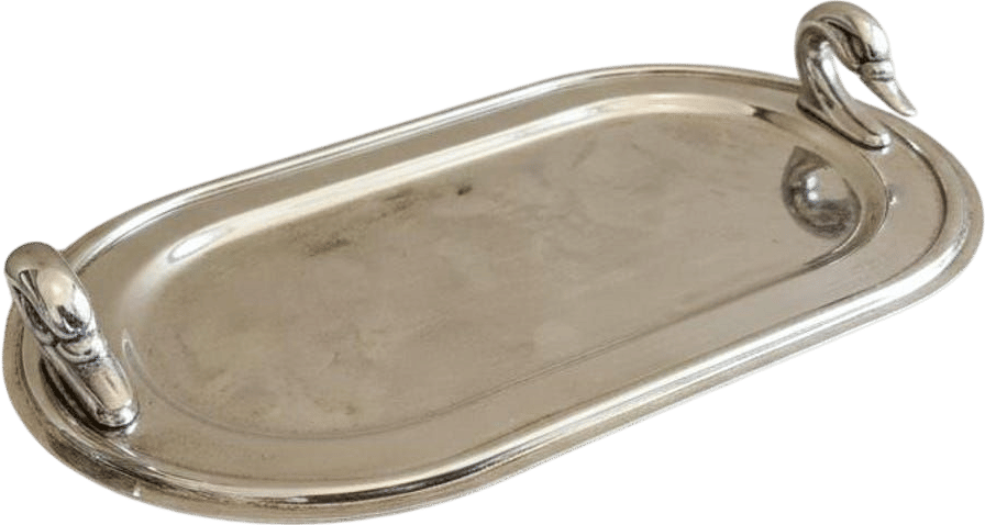 1960s French Chrome Swan Handle Tray