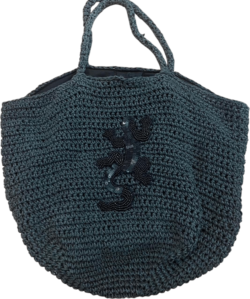 agnès b knit tote with sequined lizard