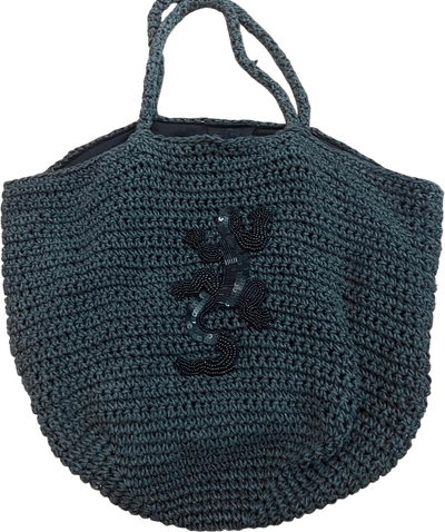 Agnès B Knit Tote with Sequined Lizard