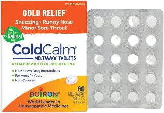 Boiron ColdCalm Cold Relief, Sneezing, Runny Nose and Minor Sore Throat Tablets - 60ct