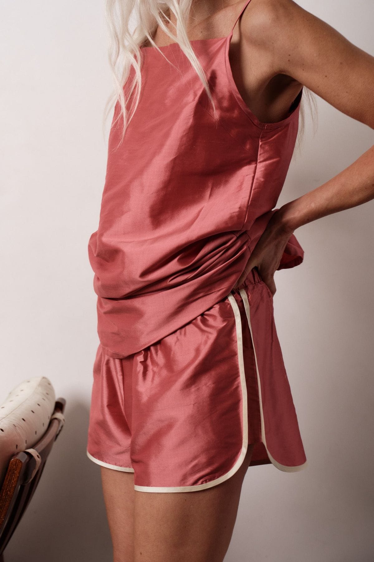 DONNI. The Silk Taffeta Racer Stripe Short