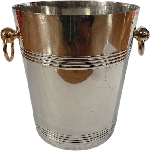 Vintage Silver Plated Champagne Chiller with Gold Tone Handles