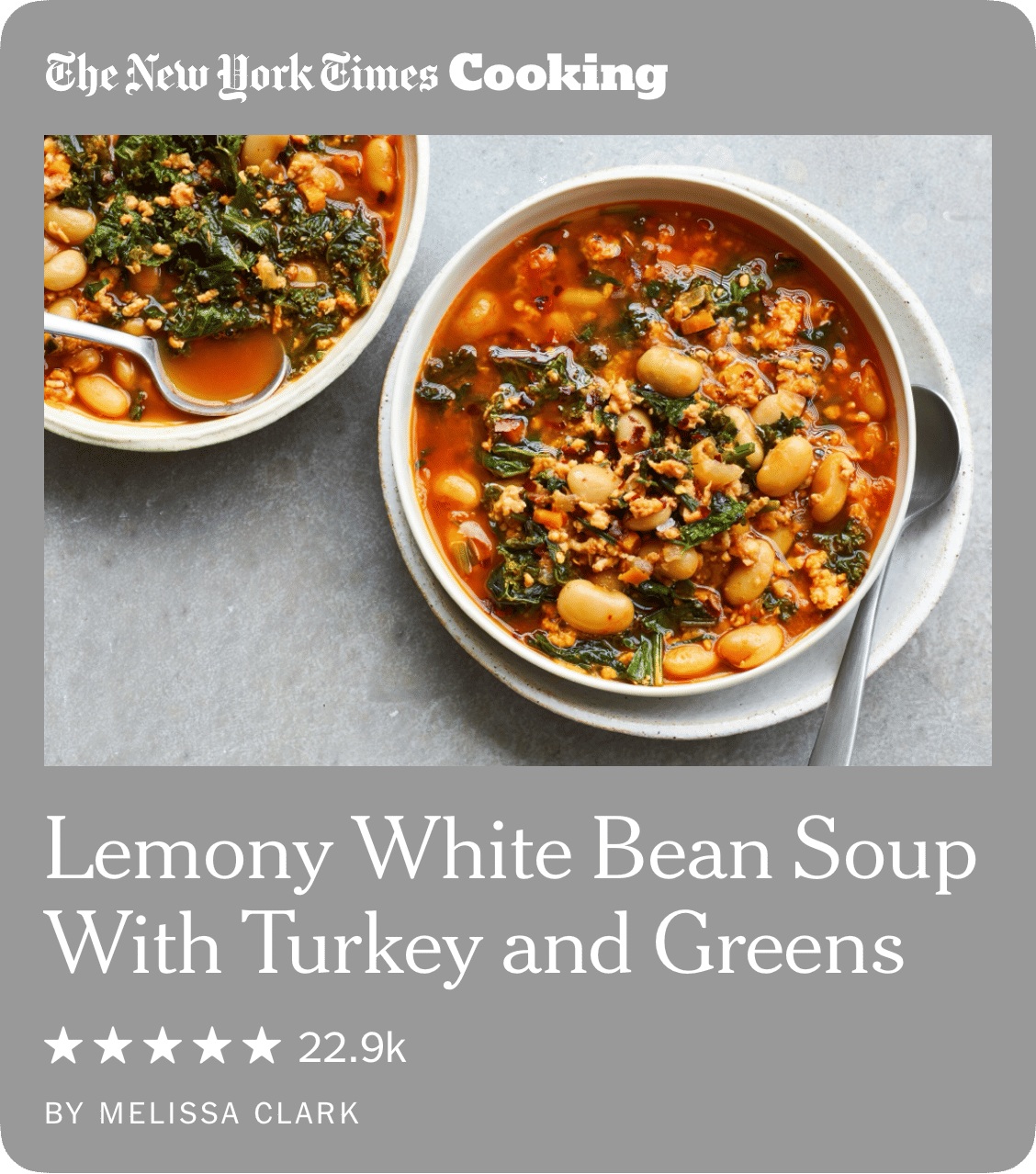 Lemony White Bean Soup with Turkey and Greens
