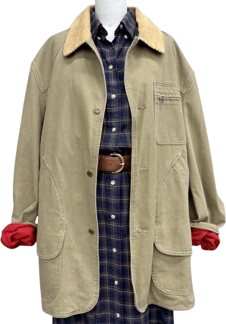 Vintage Chore Coat Retro 1980s LL Bean + Size XL + Men's + Regular + Olive + Canvas + Field + Barn Jacket + Field + Blanket Lined + Unisex