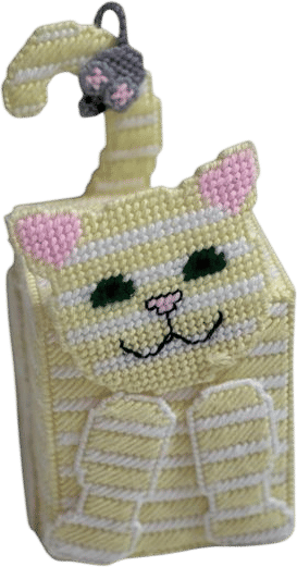 Vintage Kitty Cat Tissue Topper Plastic Canvas Complete