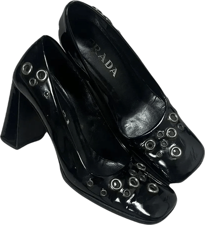 Vinyl Eyelet Heels