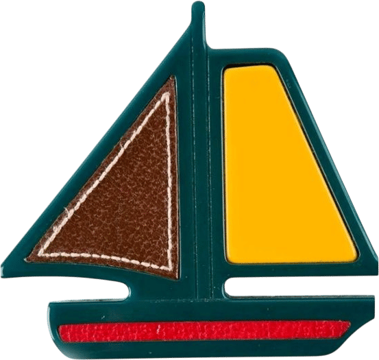 Vtg. 90's PRADA Resin & Leather Sailboat Brooch
