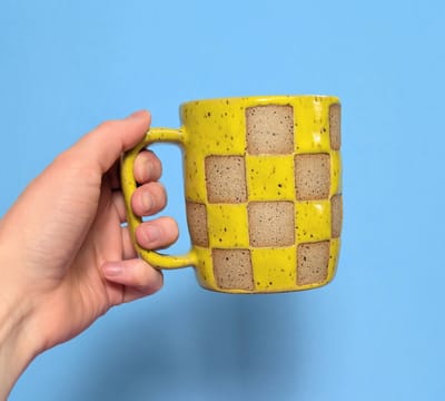 Yellow Checker Mug
