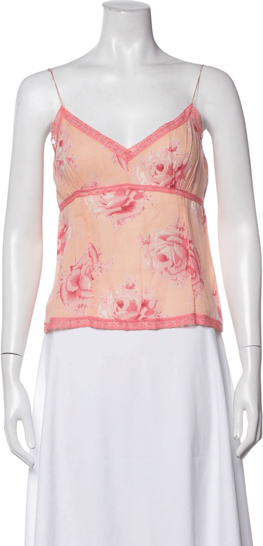 Pink Garden Rose Silk Tank Top