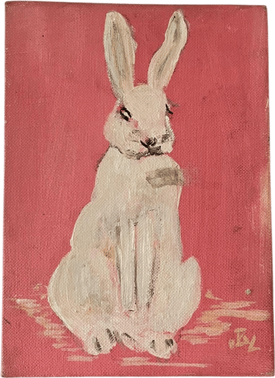 Vintage Bunny Oil Painting