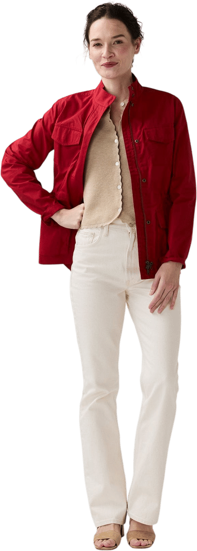M65 Jacket in Red Dry Waxed Poplin