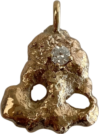 Vintage 10k Yellow Gold Cubic Zirconia Nugget Charm