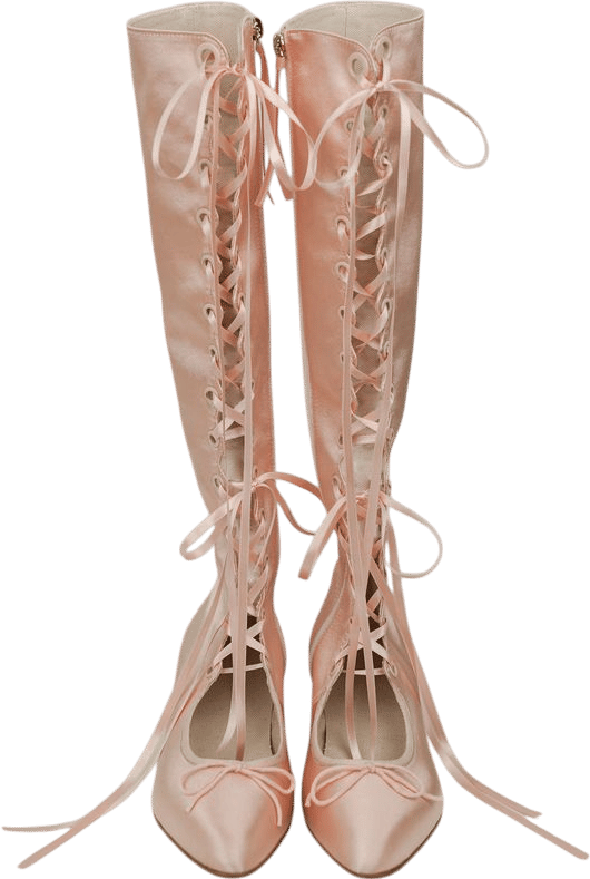 Antoinette Boots in Ballet Pink Satin