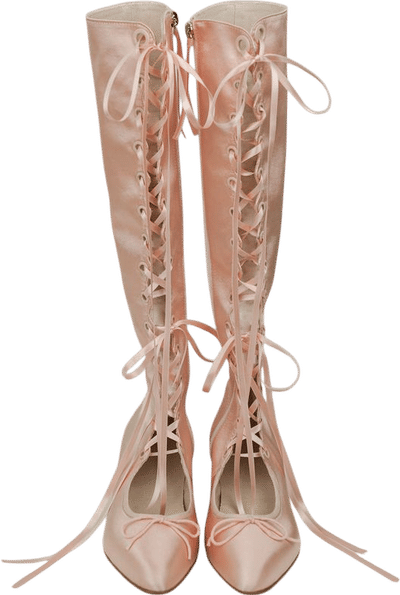 Antoinette Boots in Ballet Pink Satin