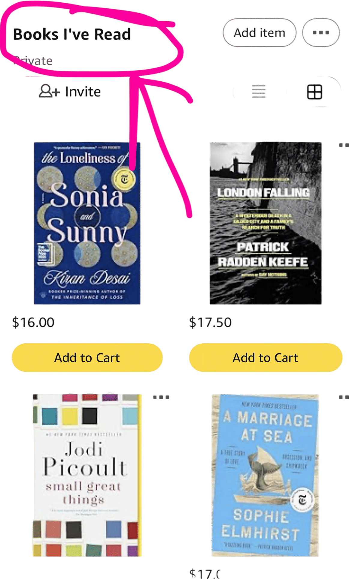 Using Amazon to create a list called Books I’ve Read