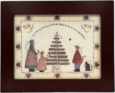 Guardian Angels and Feather Tree Folk Art Print
