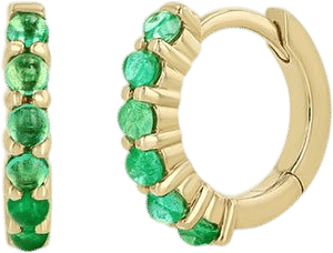 14k Emerald Medium Hinge Hoop Earrings