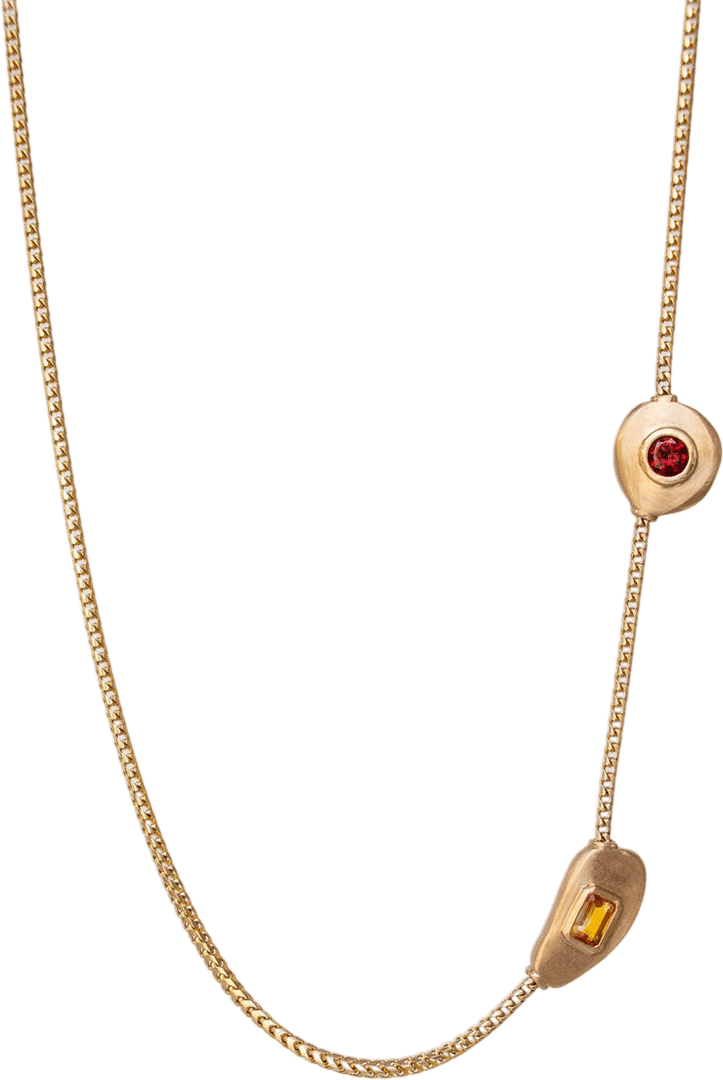 June Rings Dual Floating Gemstone Necklace