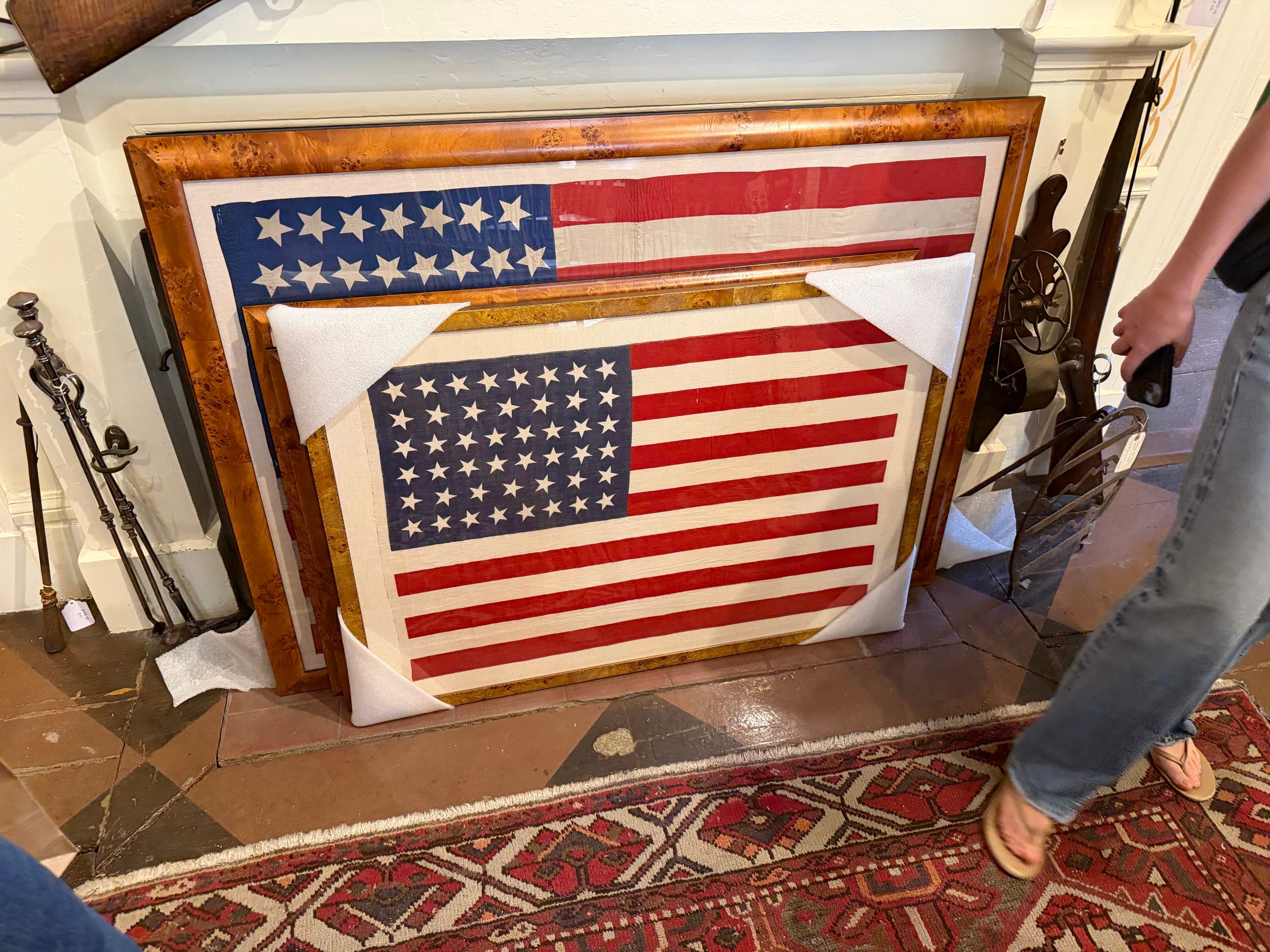 Colonial American flags - framed