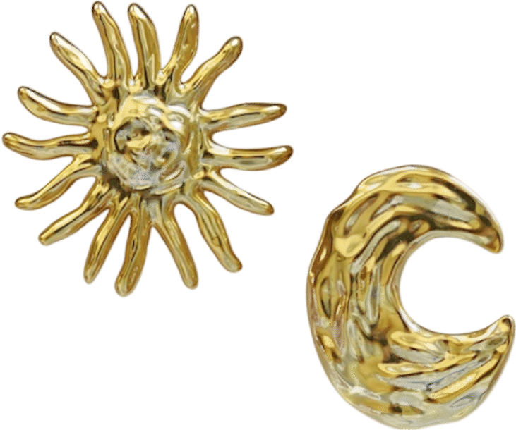 Abstract Golden Sun & Moon Studs
