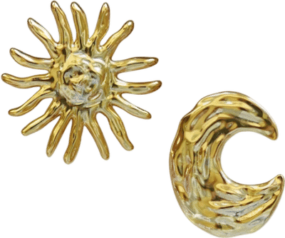Abstract Golden Sun & Moon Studs