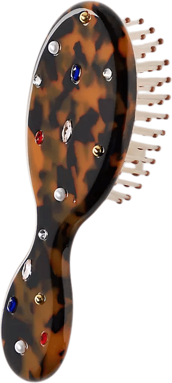 Mini Tortoiseshell Hair Brush With Gems