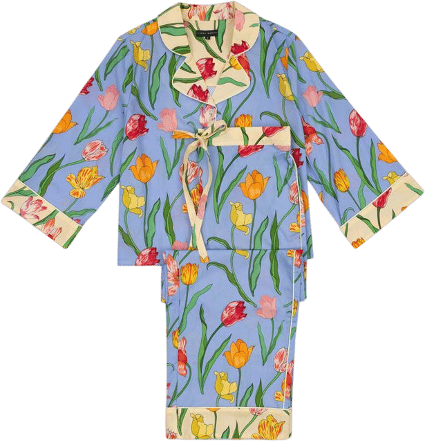 Women's Pajama Set in Blue Tulips