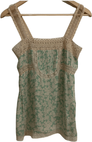 Silk Floral Lace-Trim Tank Top