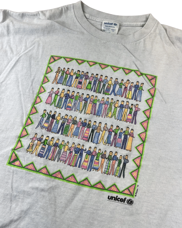 Vintage 90s UNICEF Blue Diversity Graphic Charity Tee