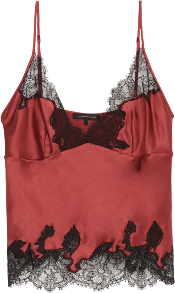Kiki De Montparnasse Giselle Lace-Trim Silk Top