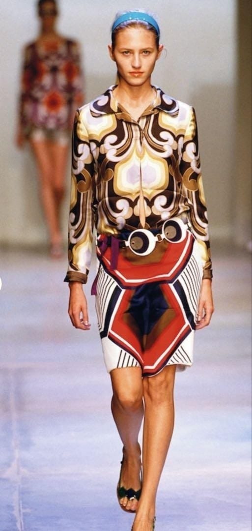 Miu Miu Vintage Multi Top Silk Cotton 59cm Length Shoulder 38cm Italy Used