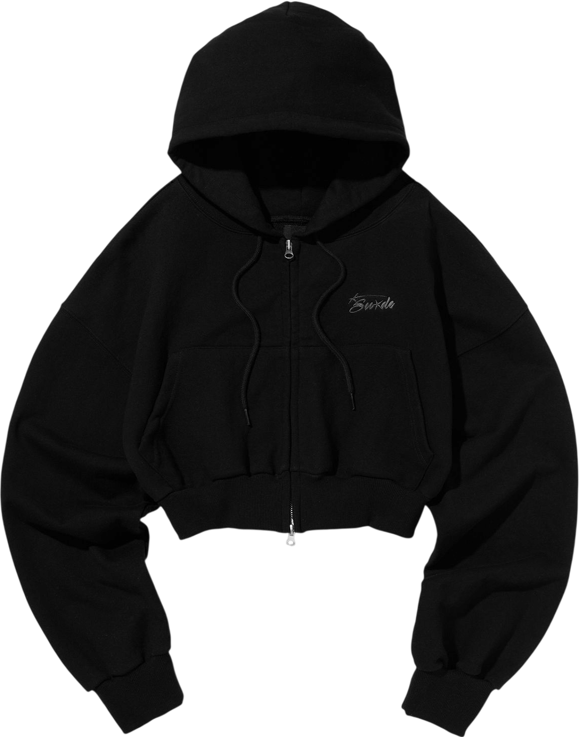 Cropped Washed Hood Zip Up