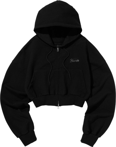 Cropped Washed Hood Zip Up