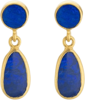 Alectrona Single Drop Yellow Gold and Opal Earrings